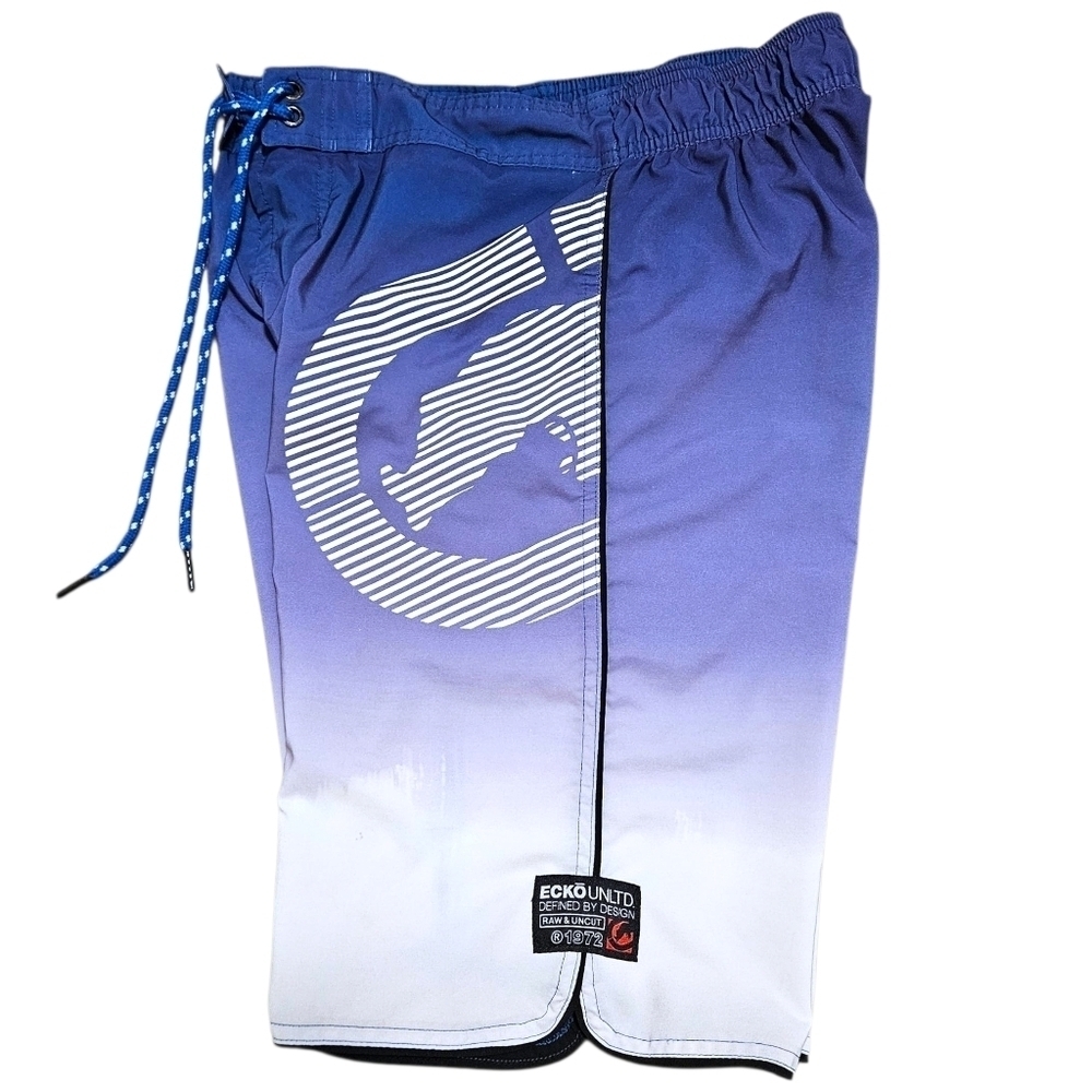 Ecko Unltd Menās Board Shorts Size M 30ā Waist Blue Gradient Swim Trunks y2k - Picture 1 of 16